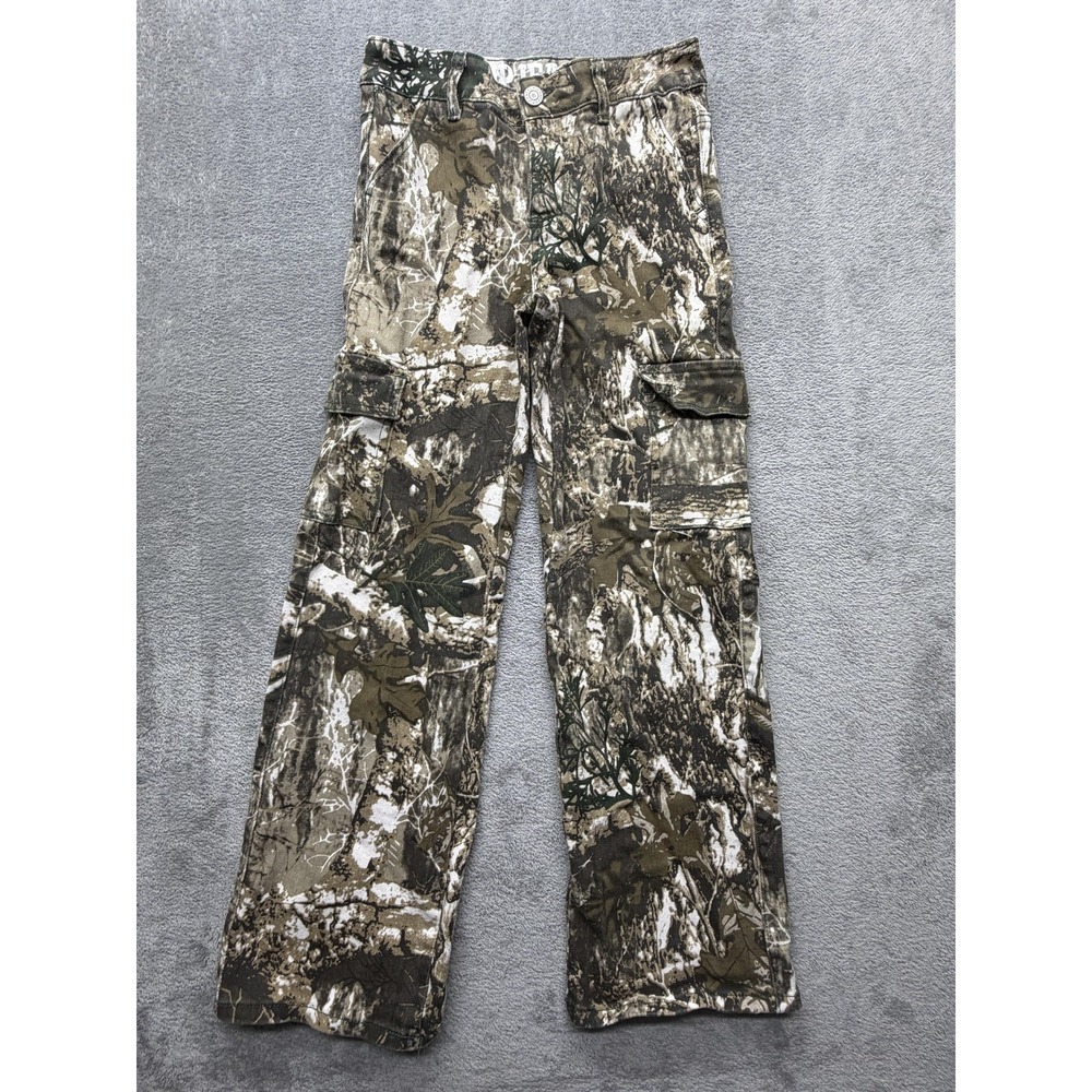 VIP Jeans Juniors 3/26 Brown Camouflage Cargo Straight Stretch Denim 26x29